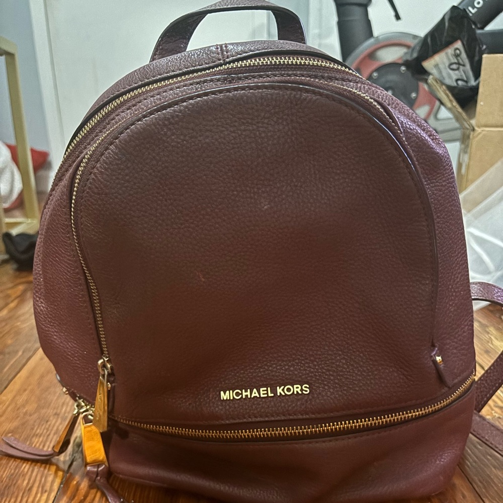Michael Kors mini leather maroon backpack